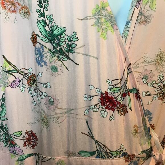 Scoop NYC  Floral Wrap Dress Blush Pink Wildflower Ruffle Long Sleeve Size 3X - Picture 7 of 12